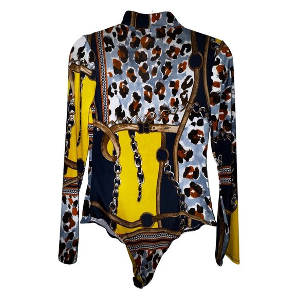 Fashion‎ Nova XL Chain & Leopard Print Bodysuit With Keyhole Detail Stretch Top - Picture 2 of 5